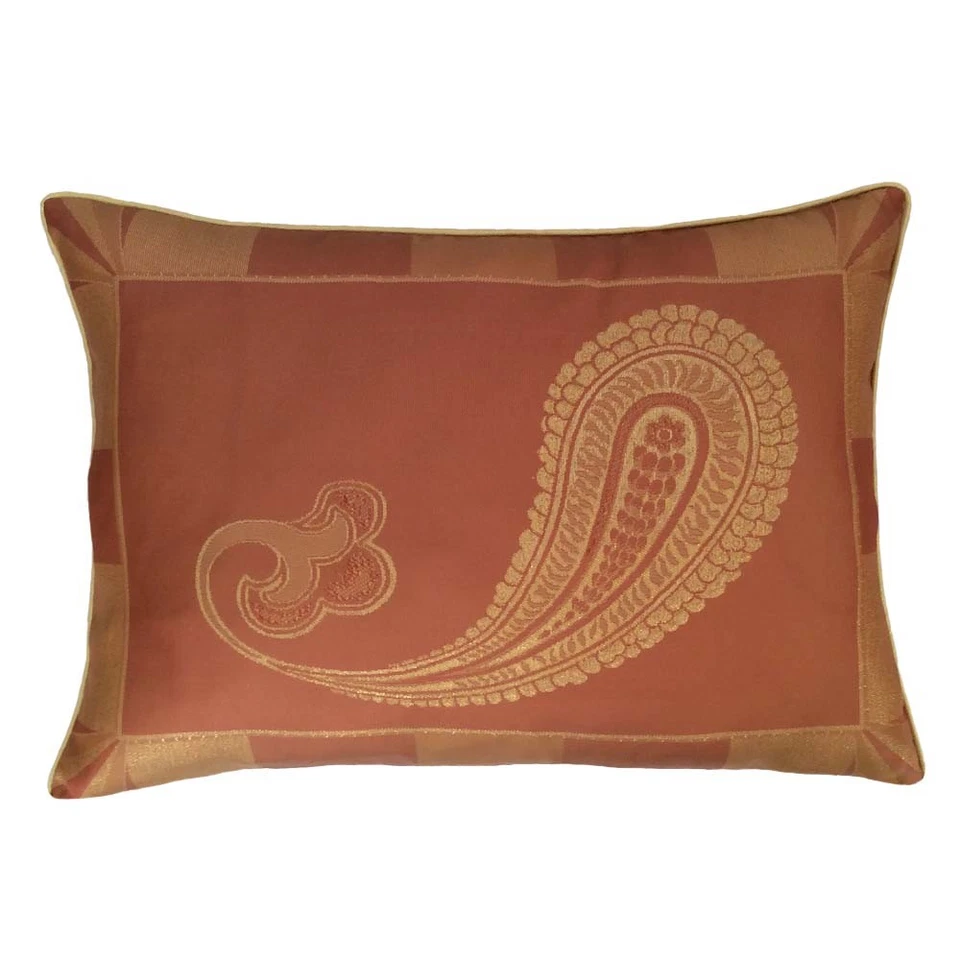 2 fundas de almohada/fundas de cojín de cachemira satinada jacquard cobre tamaño estándar Foto 4 de 4