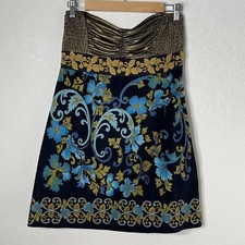 Free People Floral Strapless Mini Dress Size 8 Multicolor Velvet Smocked