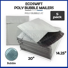 5 #7 14.25 x 20 EcoSwift Poly Bubble Mailers Padded Envelope Shipping Bags