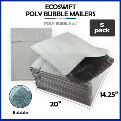 EcoSwift Brand Premium Poly Bubble Shipping Bag Self-Seal Mailer, 5 In X 7 In Size W Solid Gray 15 Pack - Foto 5