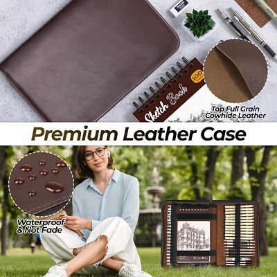 Nicpro 58 PCS Art Drawing Supplies Kit in Leather Case, Mechanical