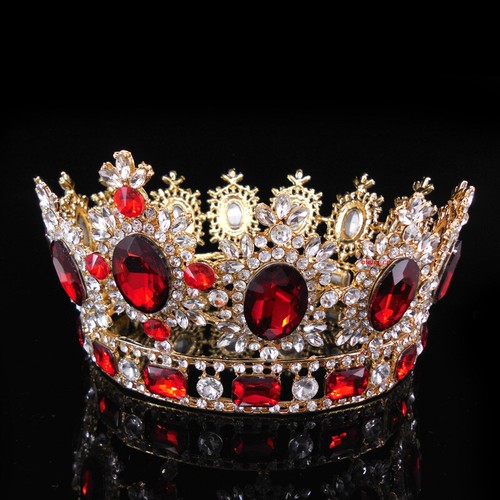 Corona rotonda 6,7"" grande cristallo oro regina regina regina ballo di nozze principessa - Foto 19 di 52