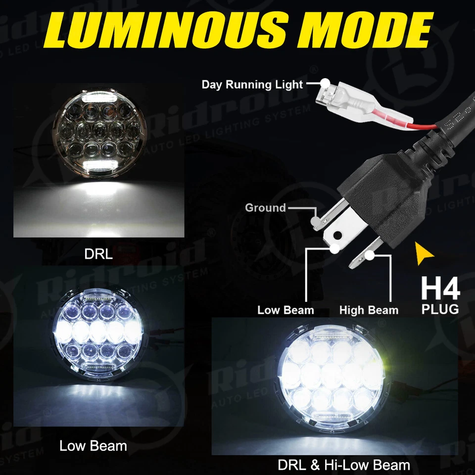 Faro LED de 7" cromado para motocicleta Victory V92 C SC TC Cruiser haz alto/bajo Foto 3 de 4