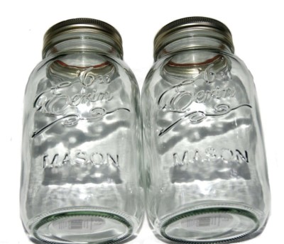 2 x 1 Liter Glas Mason Marmelade Einkochen Vorratsgläser Gold 2 Stück Deckel 1000 ml