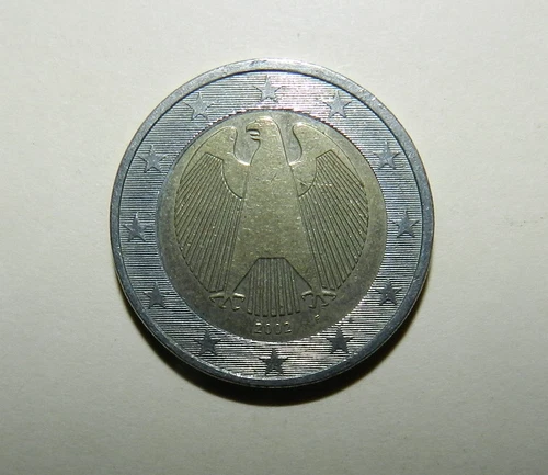 GERMANY 2 EURO COIN 2002 F - EDGE SPELL ERROR - EINIGKFIT  RARE!!!