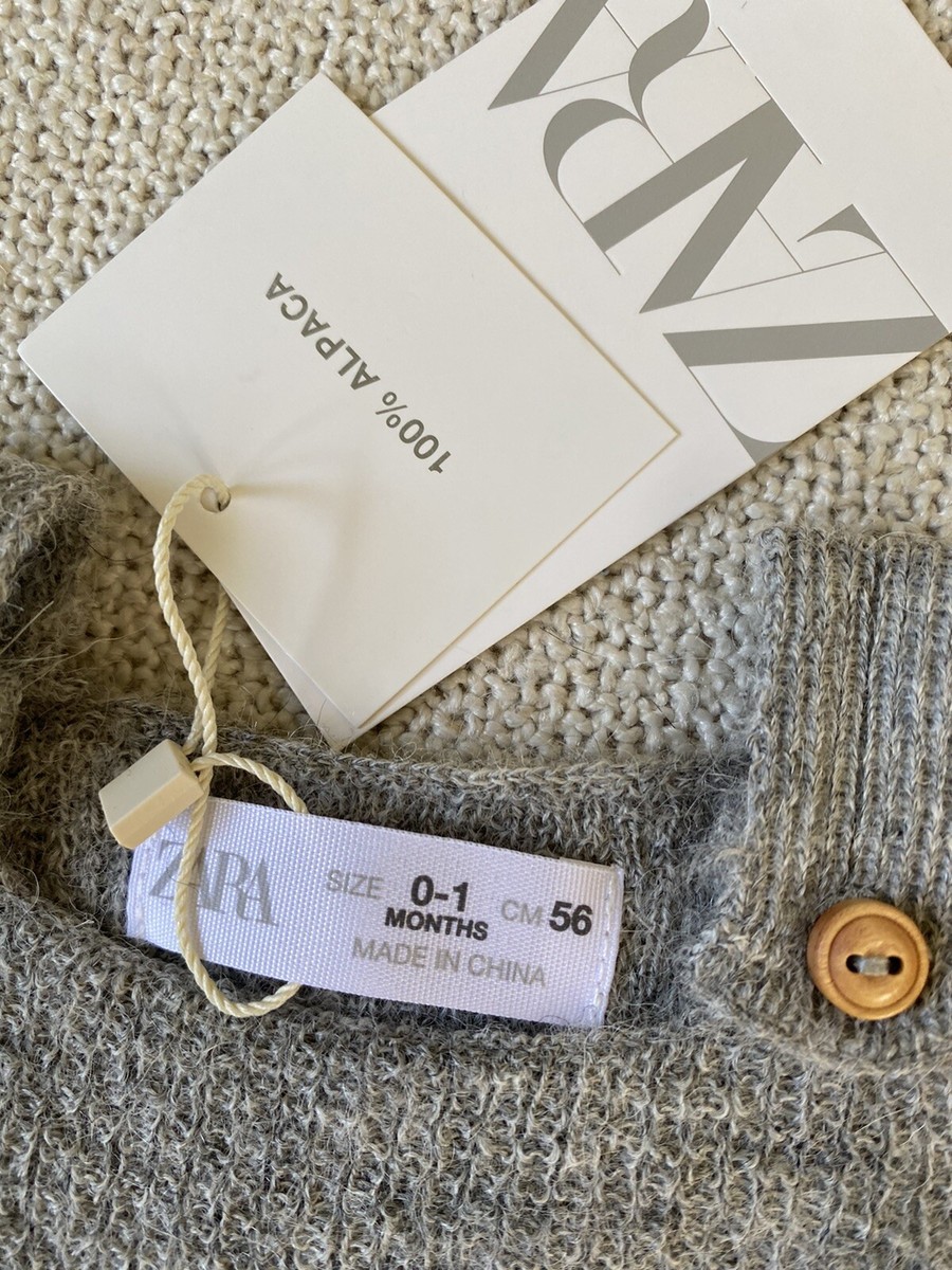 New Zara Baby Boy Girl 100% Alpaca Grey Knit Overalls Coverall
