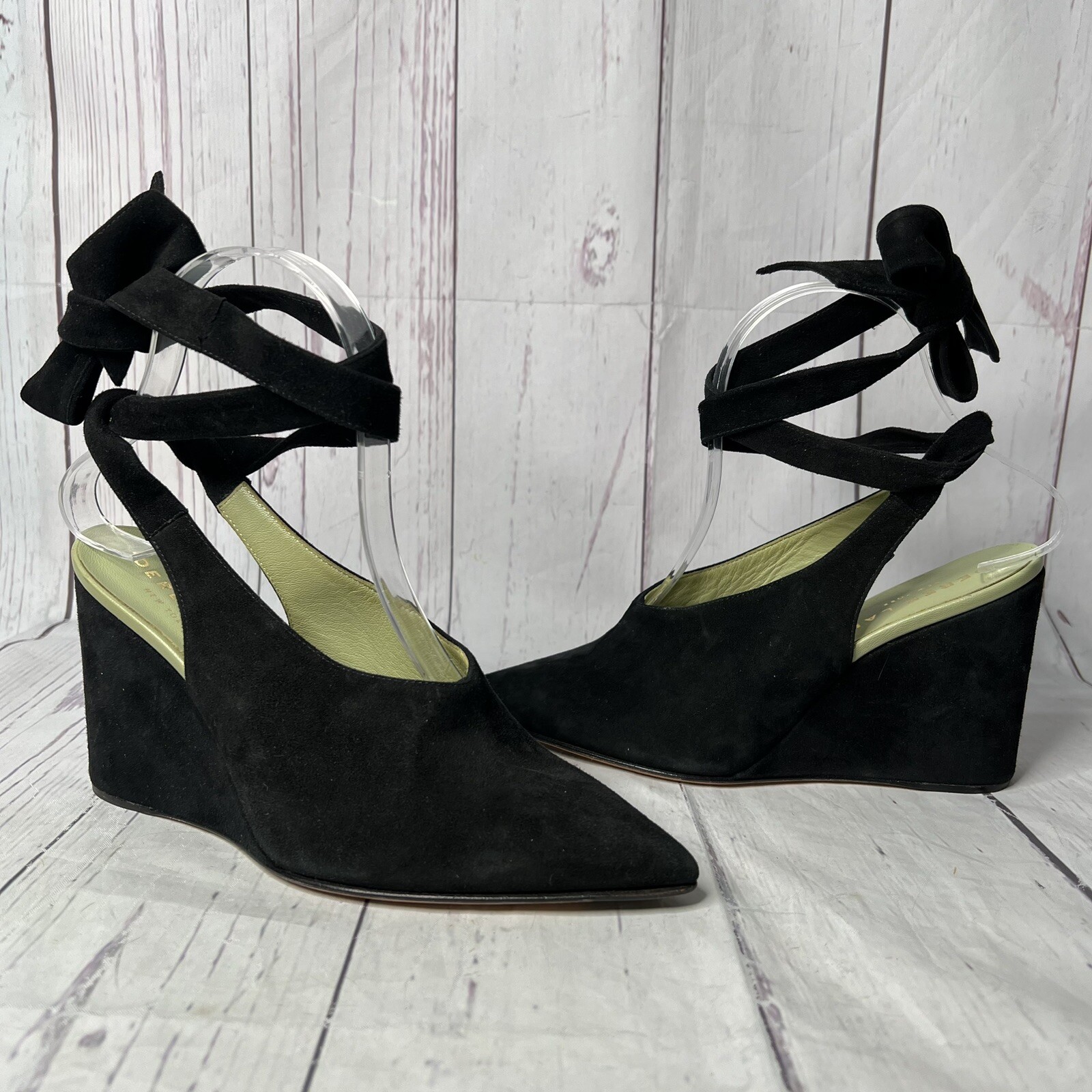 Derek Lam Black Suede Wedge Size 36.5 Ankle Wrap Gladiator Ballet Core |  eBay