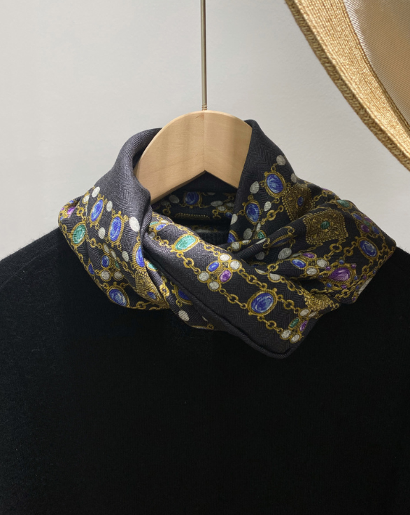 70% Cashmere 30% Silk Wrap Scarf gemstone Print Double Face Print Shawl 27'' new