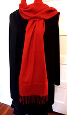 Scarlet Red FRAAS Scarf Co Made in Germany 100 Acrylic 3" Fringe 9 1/2" X 61"