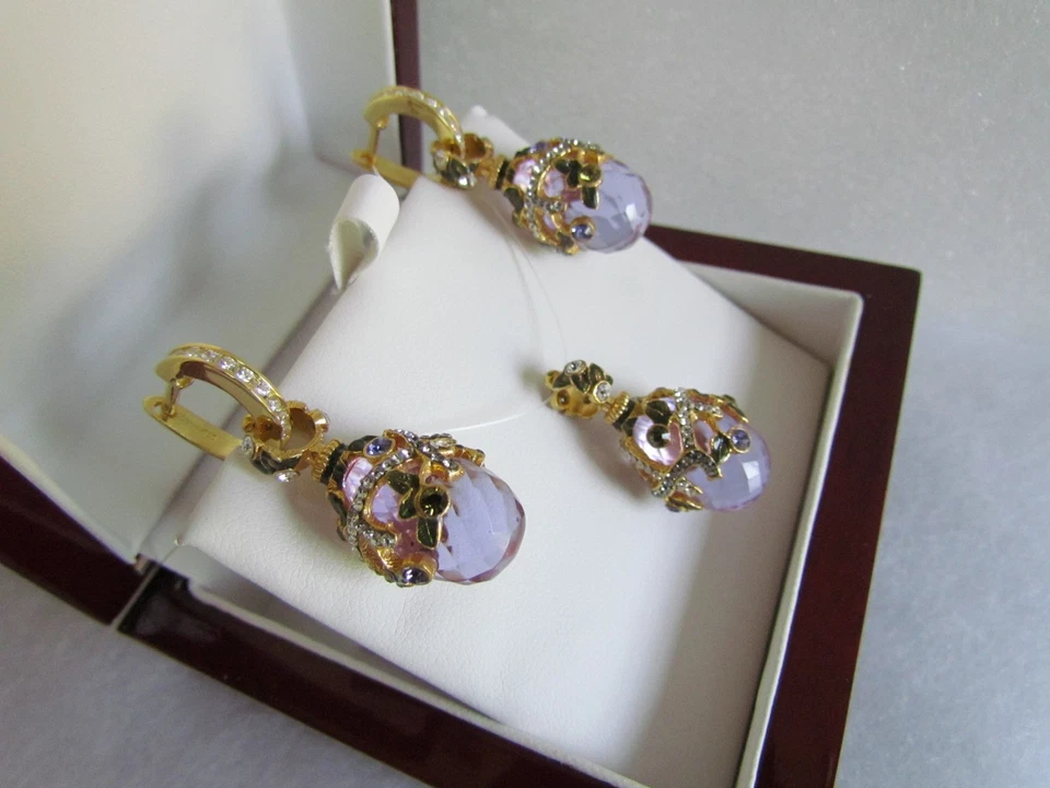 ALEXANDRITE EARRINGS & PENDANT SET HANDMADE RUSSIAN SOLID STERLING SILVER 925 - Image 4 of 4