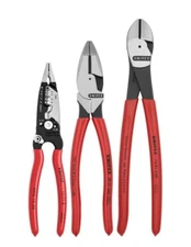 Knipex 3pc Electrical Set 0080158 Journeyman Lineman Diagonal Cutter Stripper