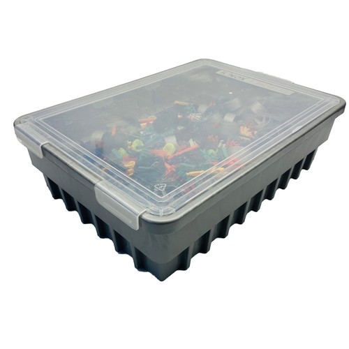 Knex Gray Plastic Tub Storage 16" x 12" x 4.5" K'nex Starter Kit w/Parts Pieces - Picture 4 of 5