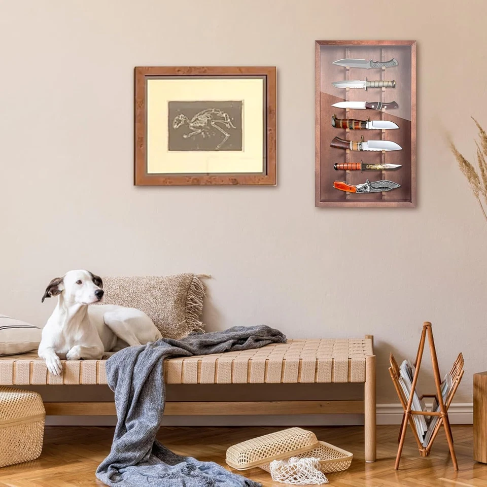 Vitrina de cuchillos de colección de madera para puerta de acrílico montaje en pared cuchillos de bolsillo caja Foto 2 de 4