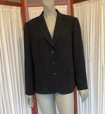 BASLER Womans Black Blazer 3 Button With Pleats on the Back Size 48/ US 16