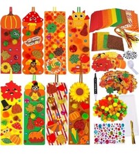 Set Of 32 DIY 3D Kids Activity Fall / Autumn Foam Bookmark Crafts Kit Decoration