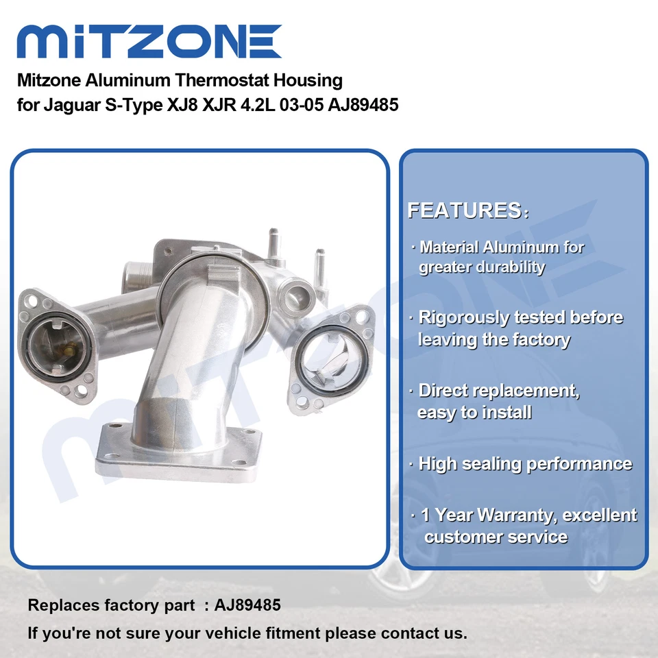 Mitzone For Jaguar S-Type XJ8 XJR 4.2L 03-05 Aluminum Thermostat Housing AJ89485 - Image 4 of 4