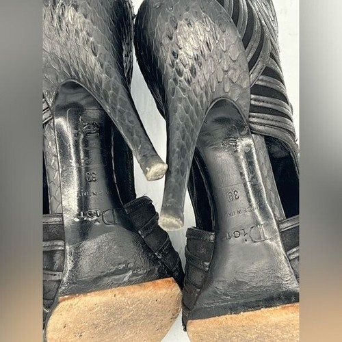 DIOR "Temptation" Python Black Strappy Booties Sandals EU 39 US 9 - Picture 11 of 17