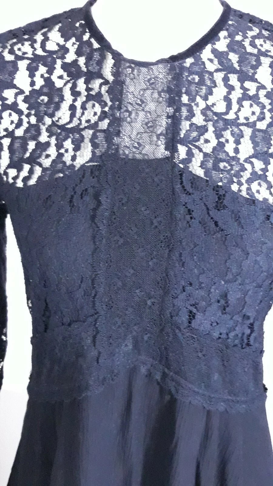VALENTINO Zara Woman S Blk Lace Bell Sleeve Sweetheart Collar Open Back Crepe A Line Dress