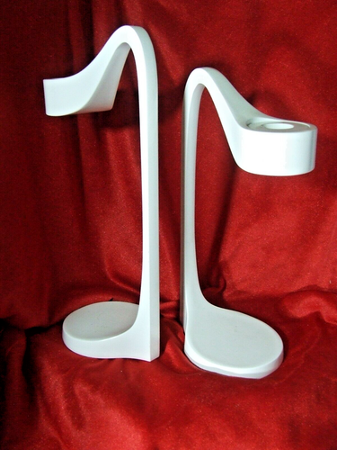 Pair Vintage 1990 White Ikea JATTEVIKTIG Modernist Candle Holders Monika Mulder - Picture 3 of 7