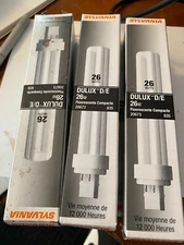Sylvania  D/E 26W CFL Compact Fluorescent 20673 4 Pin Bulbs Lot of 6 (BS-850)