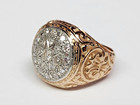 VINTAGE 17k Gold & 900 Platinum Repousse Textured Diamond Cluster Ring Sz 8.25 — photo 9