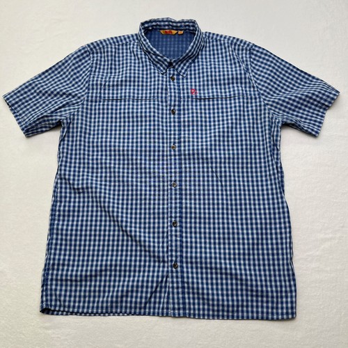 FJALLRAVEN Equipment Short Sleeve Plaid Shirt Outdoor Vented Button Up Sz XXL