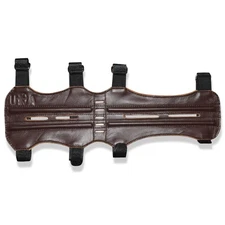 UNIVERSE ARCHERY Adjustable Leather Arm Guards, 4-Strap Bow Protector, Dark Brow