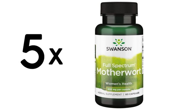 5 X Swanson Full Spectrum Motherwort, 400Mg - 60 Caps (142,18 Eur/Kg)-image