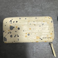 Diesel Men Vhtf Splatter Design Long Wallet Genuine leather Vintage Luxury Italy
