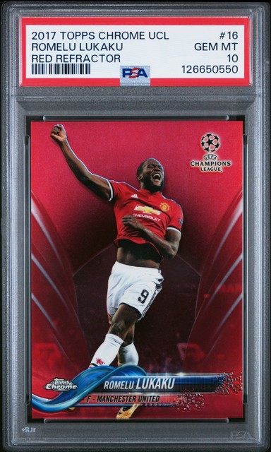 2017 Topps Chrome UCL Romelu Lukaku Red Refractor PSA 10