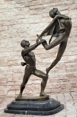 Art Decor Two Ballerina Dancers Bronze Collectible Sculpture Original Figurine