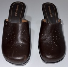 Tommy Girl, Tommy Hilfiger, Leather Clogs, Leather Mule Shoes Y2K Brown Size 7