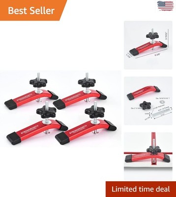 Precision Engineered T-Track Clamps - 6-3/8''L x 1-1/4''W Anodized Red, 4-Pack Set