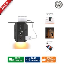 Surge Protector Wall Outlet Extender with Removable Shelf LED Night Light