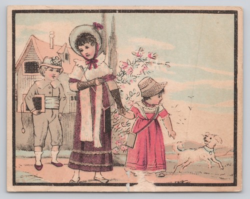Victorian Trade Card c1880 Monadnock Clothing House Garner Mass Bank Block Dog