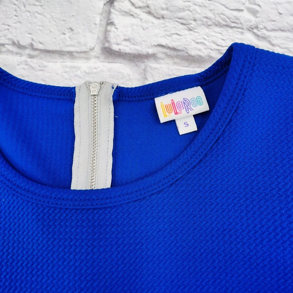 LulaRoe Amedia Dress Women Small Pink Blue Colorblock Short Sleeve Fit & Flare - Image 3 of 4