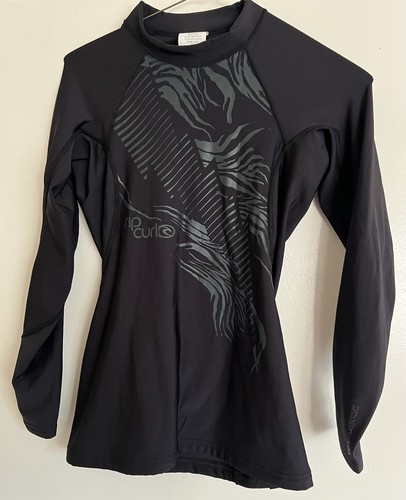 Rip Curl UPF 50+ Long-Sleeve Swim Shirt Bamboo Eco Friendly Fibre Sz S 10 Black