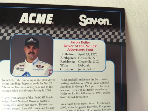 2001 NASCAR Jason Keller No. 57 Ford Signed Autographed Albertson's Racing Team - Picture 10 of 11