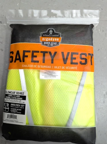 New Ergodyne Glowear 8246Z Safety Vest - 6 Pockets Zipper Lime L/ XL ~Free Ship. - product listing photo