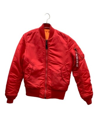 Alpha MA-1 Jacket Men Red Zip Flight Bomber Used | eBay