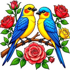 30 Custom Birds  Roses Personalized Address Labels
