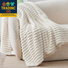 Fleece Throw Blanket for Couch - 300GSM Soft  Warm Fluffy Cream White Blanket,