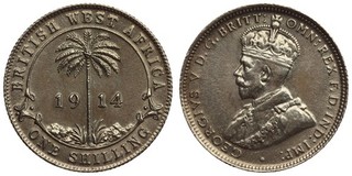 British West Africa 1 Shilling 1914 George V Silver