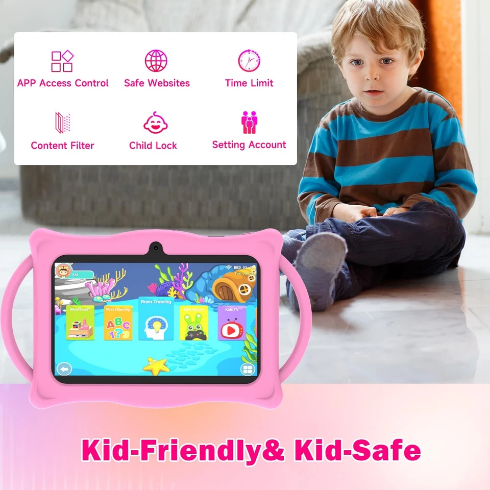 Android 14 Kids Tablet 7 inch Tablets for Kids, 8GB RAM 32GB ROM Quad Core To... - Image 4 of 4