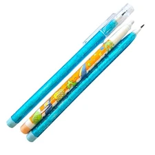 Retro Bensia Pencils Non-sharpening Aqua Blue Glitter 80s 90s Used Nostalgia