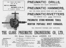 GLOBE PNEUMATIC ENGINEERING CO London - Antique Advert 1909