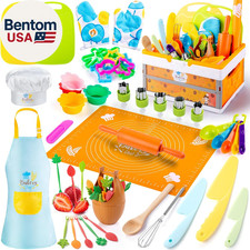 52 PCS Kids Cooking Sets, Montessori Pretend Play Kitchen Toys for Real Cooking