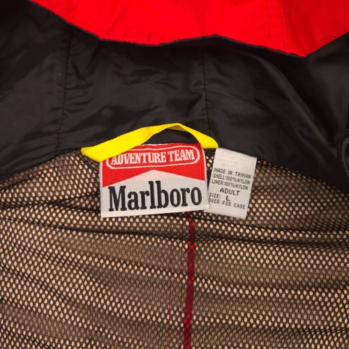 Giacca a vento Marlboro Adventure Team uomo L rossa nylon con cappuccio vintage anni 90 - Foto 2 di 12