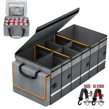 Car Trunk Organizer and Storage with Removable Leakproof Cooler Large Grey