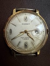 Vintage Dorset Anti-Shock 7 Jewels Swiss Manual Wind Date Watch 34mm